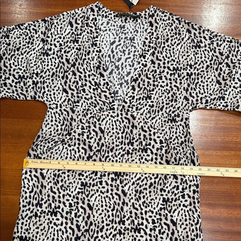 NWT ViX Paula Hermanny Deva Cloe Caftan Cover Up Medium Leopard Animal Print - Picture 12 of 13
